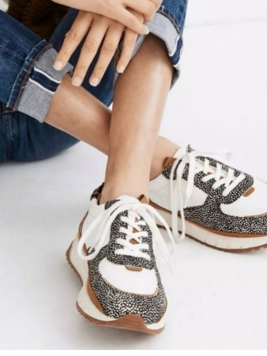 Madewell Shoes - White & Black Speckled Low-Top Sneakers- MADEWELL 7.5